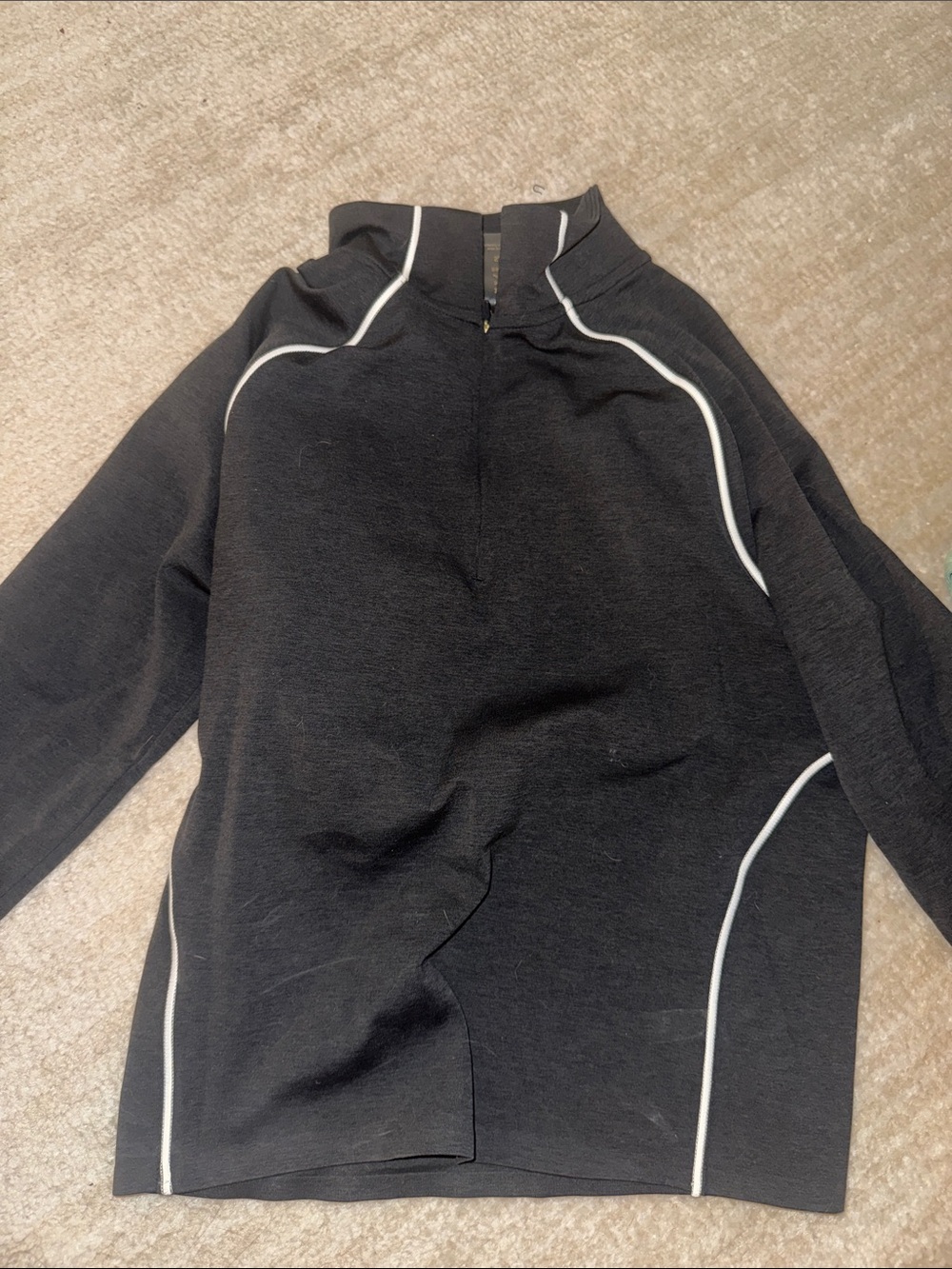 RHONE Dark Grey women’s Half-Zip Sweater with White Piping